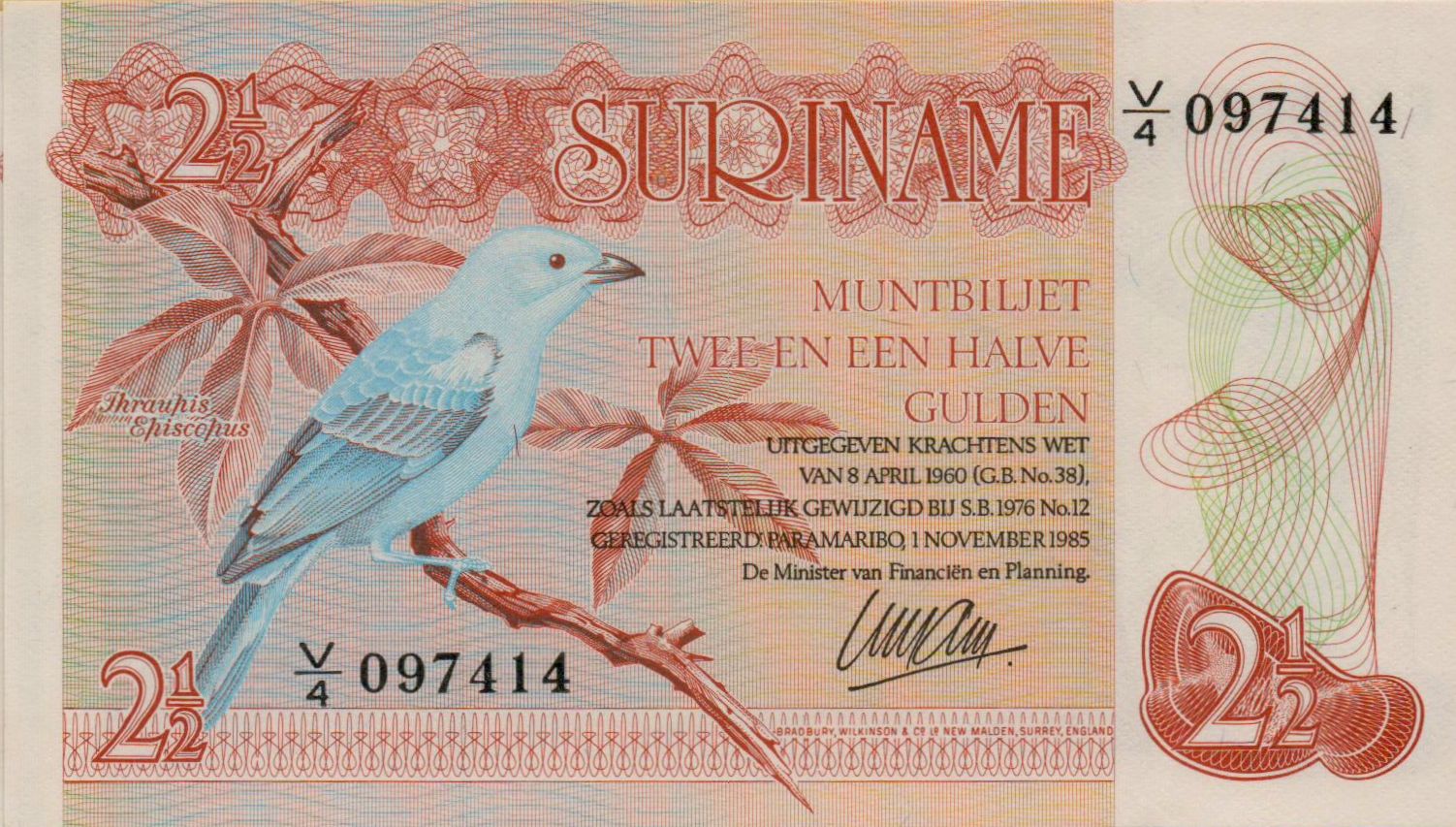Suriname 2½ 1985 UNC P-119